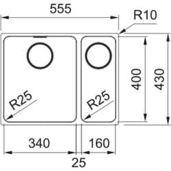 Zlewozmywak Franke Mythos MYX 160-34-16 stal szlachetna szczotkowana, mała komora z prawej strony 122.0624.559